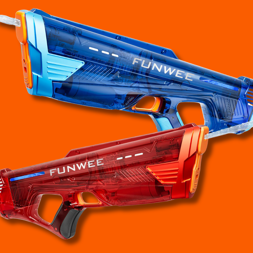 PowerBlast Duo Pack – Electric Water Gun Set (Red + Blue Transparent)