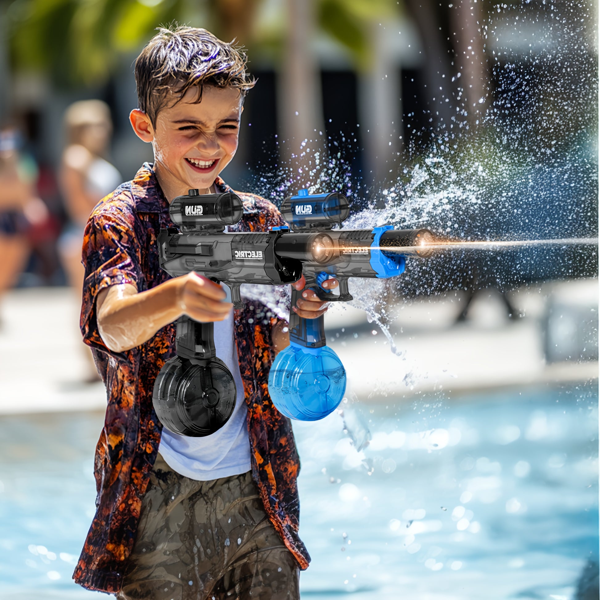 LED Rapid-Fire Water Blaster – Electric, Rechargeable, Long Range
